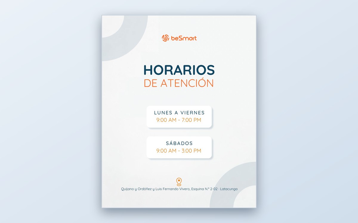 Post de horarios de atención de beSmart